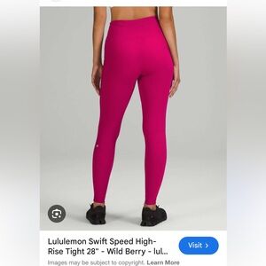 Lululemon Swift Speed High-Rise Tight 28" Size 10 Wild Berry